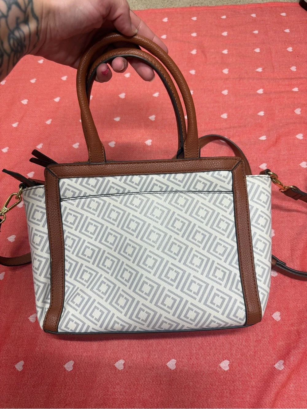 Liz Claiborne Brown & White Geometric Satchel